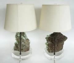 Andrea Belvedere Belvedere Natural Apophyllite Quartz Crystal Cluster Lamps with Lucite - 4079207