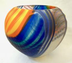 Andrea Zilio Andrea Zilio Italian Blue Yellow Orange White Murano Glass Round Vase - 472367