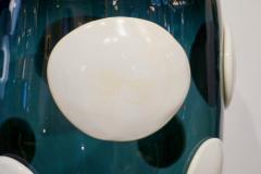 Andrea Zilio Andrea Zilio Monumental Avio Blue Murano Glass Modern Vase with White Polka Dots - 1254793