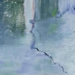 Andrei Petrov Brief Reply Square Large Abstract Landscape Painting in Blue - 3822730