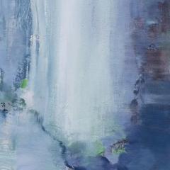 Andrei Petrov Brief Reply Square Large Abstract Landscape Painting in Blue - 3822731