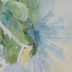 Andrei Petrov Elusive Question Ink and Watercolor Drawing on Paper in Green and Blue Colors - 3816615