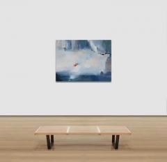 Andrei Petrov Exit Strategy Abstract Landscape Oil Painting with Blue Colors - 3822733