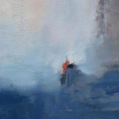Andrei Petrov Exit Strategy Abstract Landscape Oil Painting with Blue Colors - 3822737