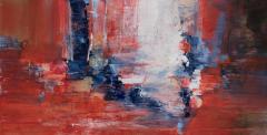 Andrei Petrov Rapid Response Horizontal Abstract Landscape Painting in Red and Blue - 3819024