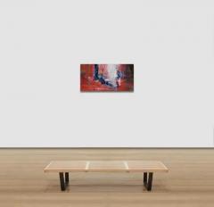 Andrei Petrov Rapid Response Horizontal Abstract Landscape Painting in Red and Blue - 3819084