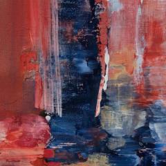 Andrei Petrov Rapid Response Horizontal Abstract Landscape Painting in Red and Blue - 3819087