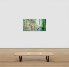 Andrei Petrov Time Transfixed Horizontal Abstract Green Landscape Painting on Canvas - 3822794