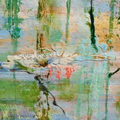 Andrei Petrov Time Transfixed Horizontal Abstract Green Landscape Painting on Canvas - 3822795