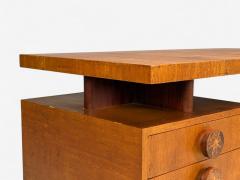 Andrew Szoeke Andrew Szoeke Satinwood Oak Writing Desk and Chair USA 1950s - 4387670