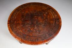 Angel Pazmino 1960s Angel Pazmino Tooled Leather and Walnut Coffee Table Ecuador - 2548094