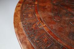 Angel Pazmino 1960s Angel Pazmino Tooled Leather and Walnut Coffee Table Ecuador - 2548095