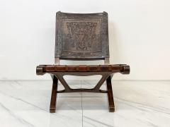 Angel Pazmino Angel Pazmi o Butterfly Folding Chair Tooled Leather and Mahogany 1960s - 4033165