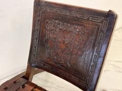 Angel Pazmino Angel Pazmi o Butterfly Folding Chair Tooled Leather and Mahogany 1960s - 4033168