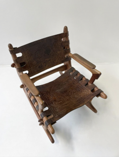 Angel Pazmino Mid Century Modern Leather Rocking Chair by Angel Pazmino Ecuador 1970s - 3717415