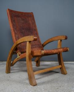 Angel Pazmino c1970 Angel I Pazmino Saddle Leather Highback Folding Chair Ecuador - 2243818