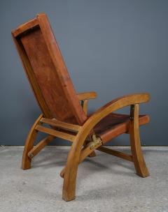 Angel Pazmino c1970 Angel I Pazmino Saddle Leather Highback Folding Chair Ecuador - 2243819