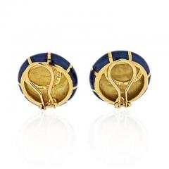 Angela Cummings ANGELA CUMMINGS 18K YELLOW GOLD BLUE ENAMEL EARRINGS - 1828596