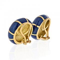 Angela Cummings ANGELA CUMMINGS 18K YELLOW GOLD BLUE ENAMEL EARRINGS - 1828597