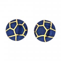 Angela Cummings ANGELA CUMMINGS 18K YELLOW GOLD BLUE ENAMEL EARRINGS - 1829243