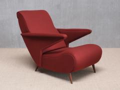 Angelo Banfi Important Angelo Banfi Reclining Armchair in Dedar Wool and Walnut Italy 1944 - 4328065