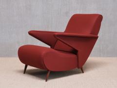Angelo Banfi Important Angelo Banfi Reclining Armchair in Dedar Wool and Walnut Italy 1944 - 4328068