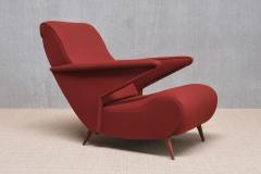 Angelo Banfi Important Angelo Banfi Reclining Armchair in Dedar Wool and Walnut Italy 1944 - 4328069