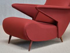 Angelo Banfi Important Angelo Banfi Reclining Armchair in Dedar Wool and Walnut Italy 1944 - 4328070