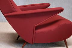 Angelo Banfi Important Angelo Banfi Reclining Armchair in Dedar Wool and Walnut Italy 1944 - 4328071