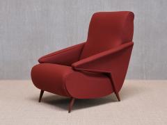 Angelo Banfi Important Angelo Banfi Reclining Armchair in Dedar Wool and Walnut Italy 1944 - 4328072