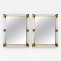 Angelo Barovier Pair of Large Rectangular Clear Murano Glass and Brass Mirrors Italy 2022 - 2557708