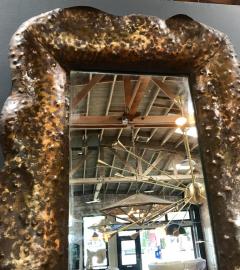 Angelo Bragalini Stunning Vintage Hammered Mirror by Bragalin in Sculpted Bronze - 544062