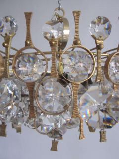 Angelo Brotto 2 Handmade Italian Midcentury Gilt Bronze Crystal Chandeliers Angelo Brotto - 1707827