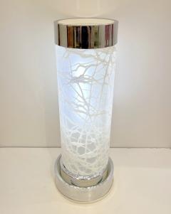 Angelo Brotto Angelo Brotto 1960s Esperia Vintage White Murano Glass Tubular Chrome Lamp - 3100792