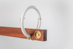 Angelo Brotto Angelo Brotto Neon Wall Light In Walnut Brass 1970s - 1205965