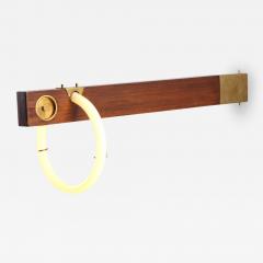 Angelo Brotto Angelo Brotto Neon Wall Light In Walnut Brass 1970s - 1207091