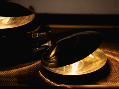 Angelo Brotto Italian Brass Clamshell Lamps by Angelo Brotto 1960s a Pair - 3060202