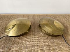 Angelo Brotto Pair of Brass Clam Lamps by Angelo Brotto Italy 1970s - 2755462