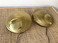 Angelo Brotto Pair of Brass Clam Lamps by Angelo Brotto Italy 1970s - 2755466