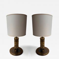Angelo Brotto Pair of Brass Sculpture Lamps by Angelo Brotto for Esperia Italy 1980s - 4426945