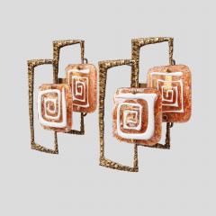 Angelo Brotto Pair of sculptural wall lights by Angelo Brotto for Esperia - 4349280