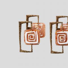Angelo Brotto Pair of sculptural wall lights by Angelo Brotto for Esperia - 4349282
