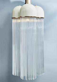 Angelo Brotto Vintage Angelo Brotto for Esperia Chandelier in Enameled Metal with Glass Rods - 4721916