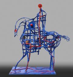 Angelo Canevari Don Quixote Resin and Metal Blue Sculpture of Horseman 2003 - 3814709