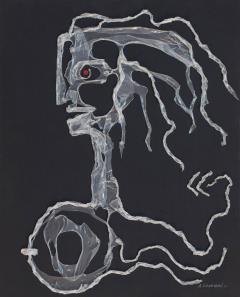 Angelo Canevari Head of a Woman Surrealist Drawing of a Lady Made With Melted Polyethylene - 3816209
