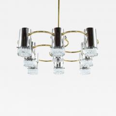 Angelo Gaetano Sciolari Chrome and Brass Chandelier by Gaetano Sciolari - 549278