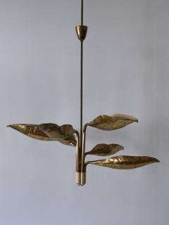 Angelo Lelli Lelii Angelo Lelii Hammered Perforated Brass Chandelier for Arredoluce Italy 1950s - 3998366