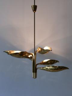 Angelo Lelli Lelii Angelo Lelii Hammered Perforated Brass Chandelier for Arredoluce Italy 1950s - 3998371