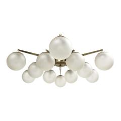Angelo Lelli Lelii Angelo Lelii Stella Chandelier Arredoluce Nickel Plated Brass Glass Signed - 2842093