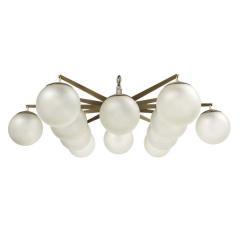Angelo Lelli Lelii Angelo Lelii Stella Chandelier Arredoluce Nickel Plated Brass Glass Signed - 2842096